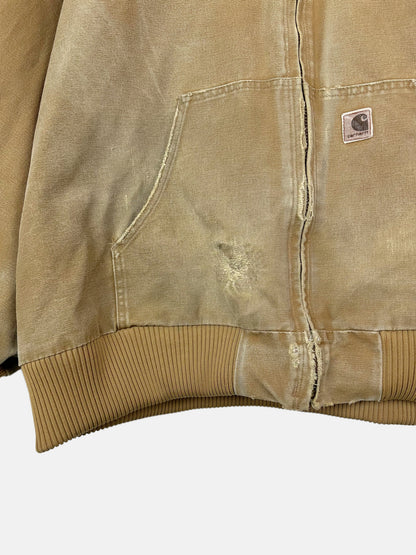 90's Distressed Carhartt Heavy Duty Vintage Jacket with Hood Size 2-3XL