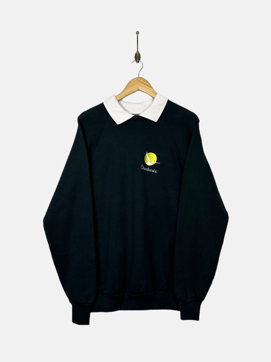 90's Charlevoix USA Made Embroidered Vintage Collared Sweatshirt Size S