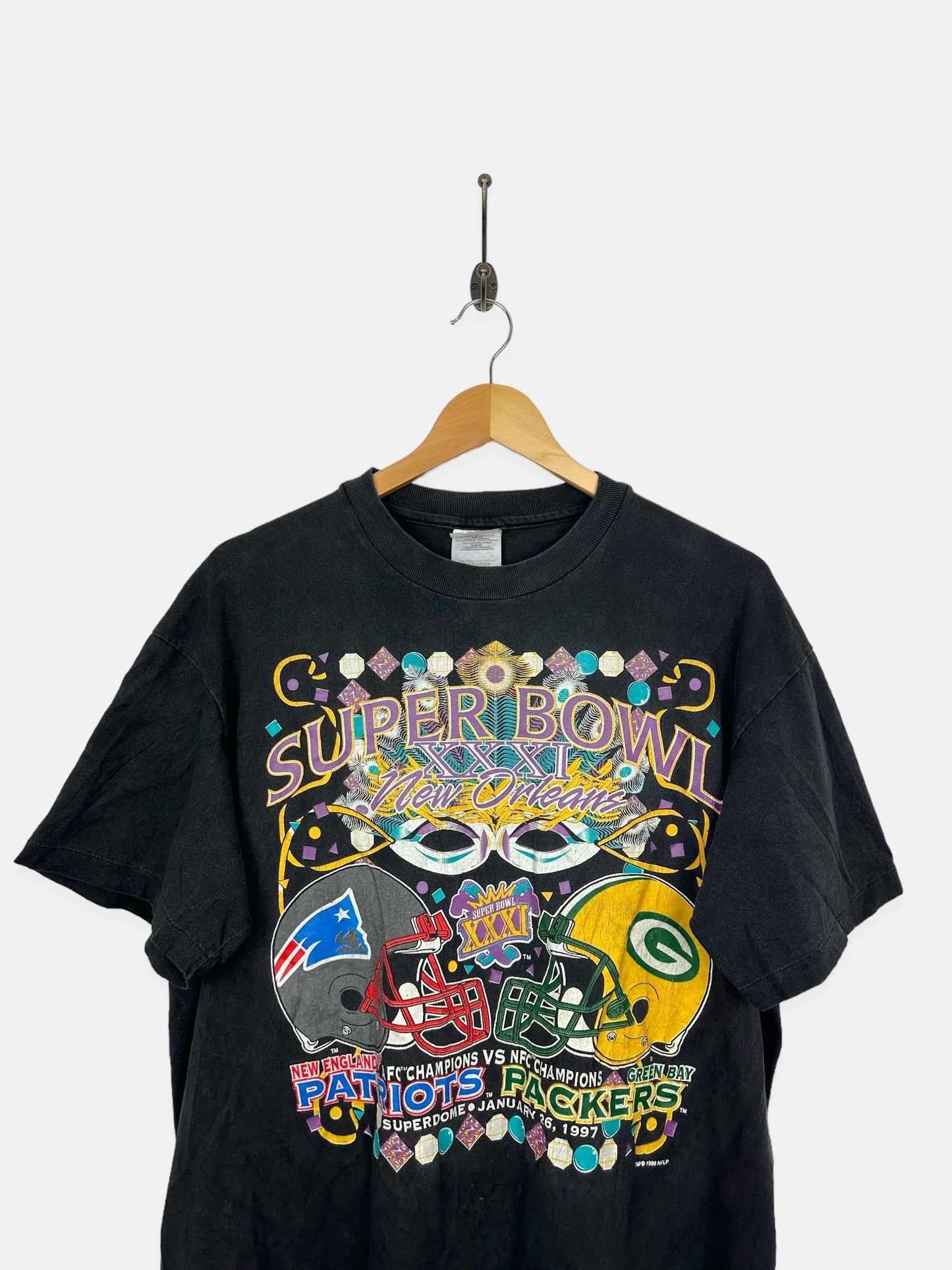 1997 NFL Superbowl Patriots vs Packers Vintage T-Shirt Size S-M