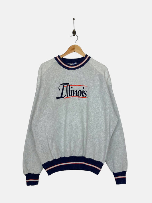 90's Illinois University USA Made Embroidered Vintage Sweatshirt Size M