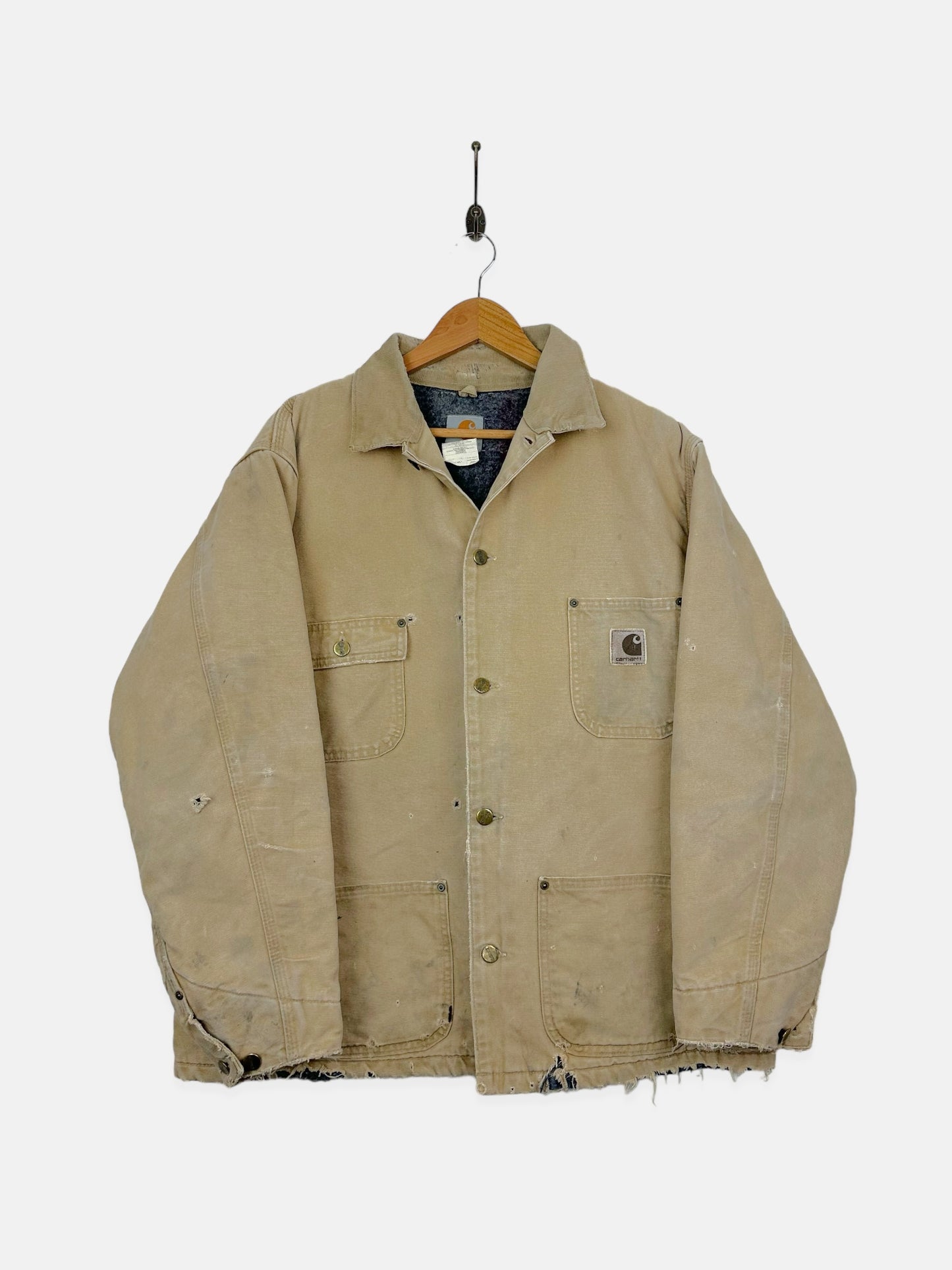 90's Distressed Carhartt Heavy Duty USA Made Vintage Jacket Size L-XL