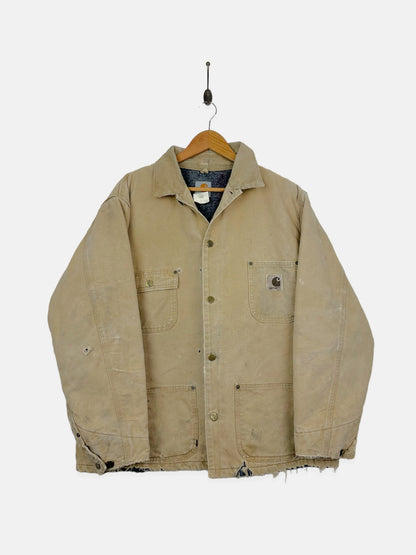 90's Distressed Carhartt Heavy Duty USA Made Vintage Jacket Size L-XL