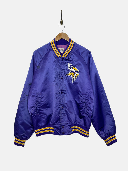 90's Vikings Embroidered Vintage Satin Bomber Jacket Size M