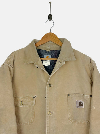 90's Distressed Carhartt Heavy Duty USA Made Vintage Jacket Size L-XL
