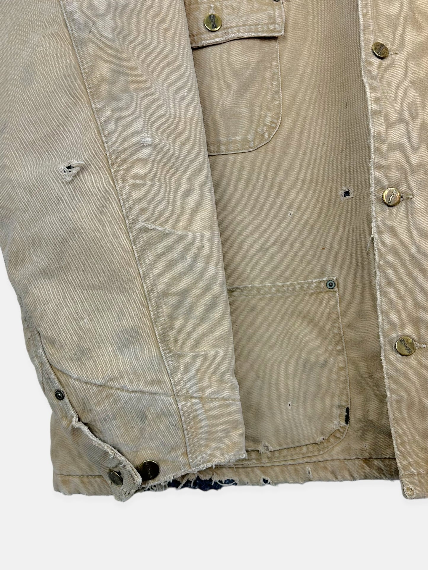 90's Distressed Carhartt Heavy Duty USA Made Vintage Jacket Size L-XL