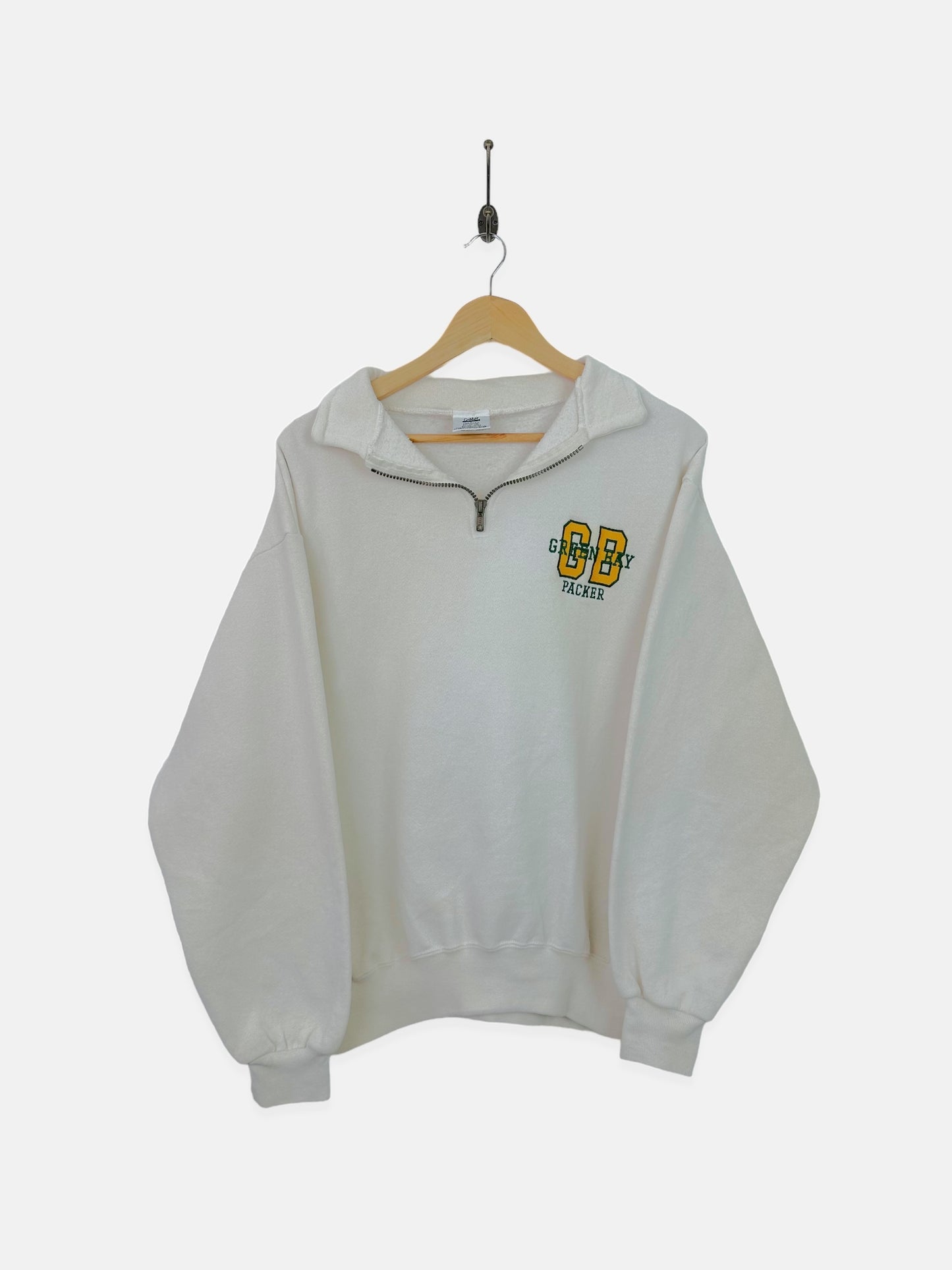 90's Green Bay Packers NFL Embroidered Vintage Quarterzip Sweatshirt Size 12-14
