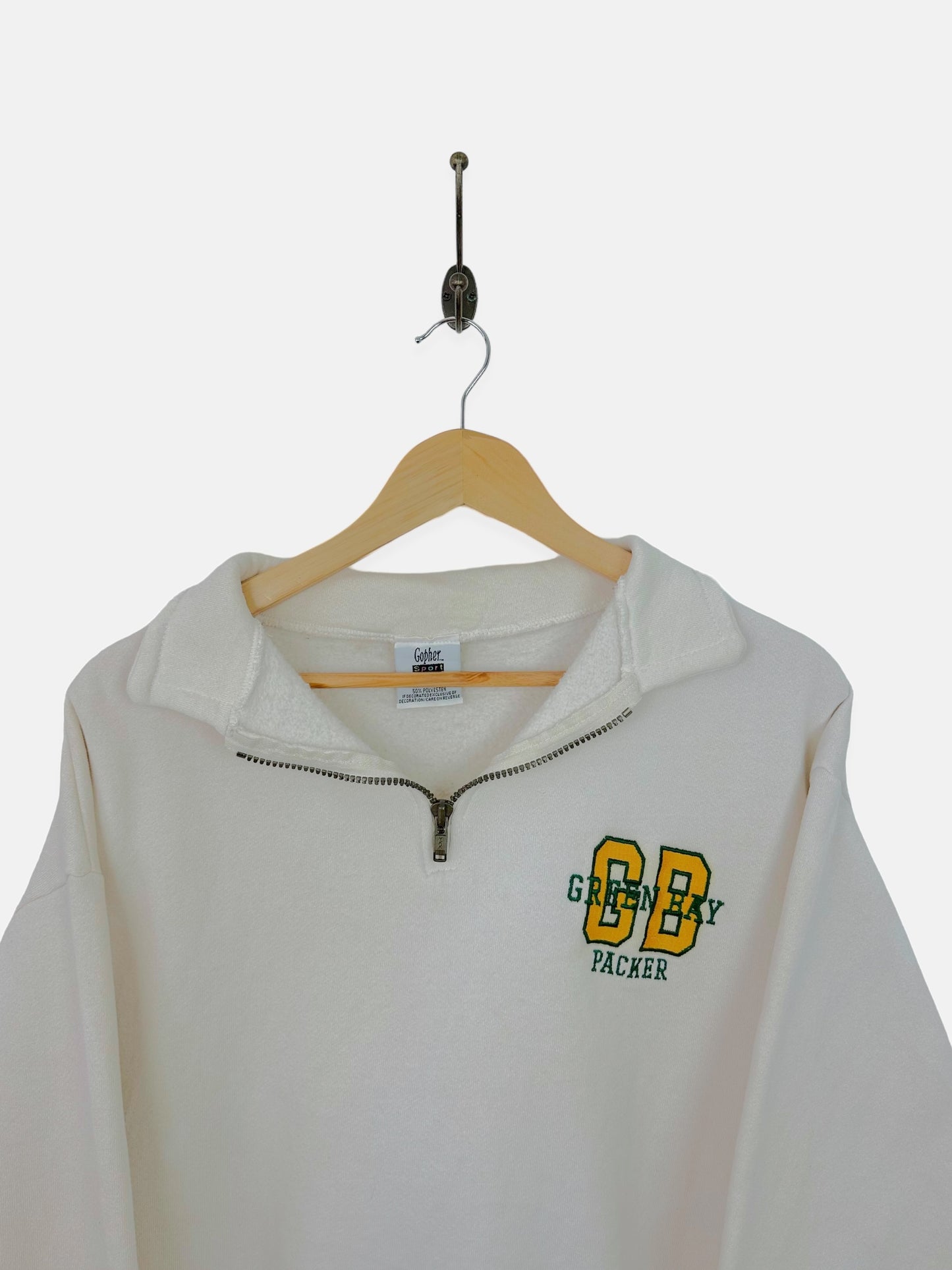 90's Green Bay Packers NFL Embroidered Vintage Quarterzip Sweatshirt Size 12-14