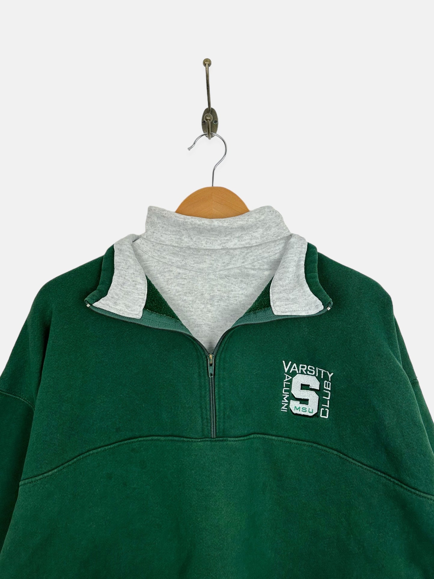 90's MSU Alumni Varsity Club Embroidered Vintage Quarterzip Sweatshirt Size 12-14