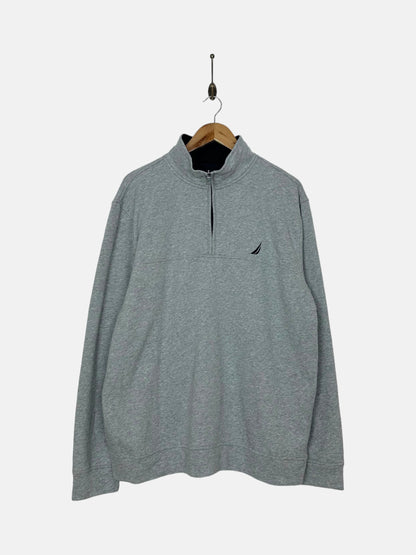90's Nautica Embroidered Vintage Quarterzip Sweatshirt Size L-XL