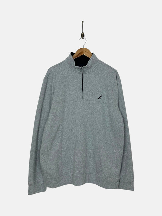90's Nautica Embroidered Vintage Quarterzip Sweatshirt Size L-XL