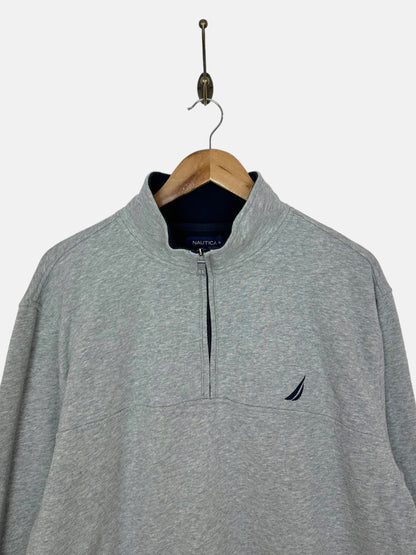 90's Nautica Embroidered Vintage Quarterzip Sweatshirt Size L-XL