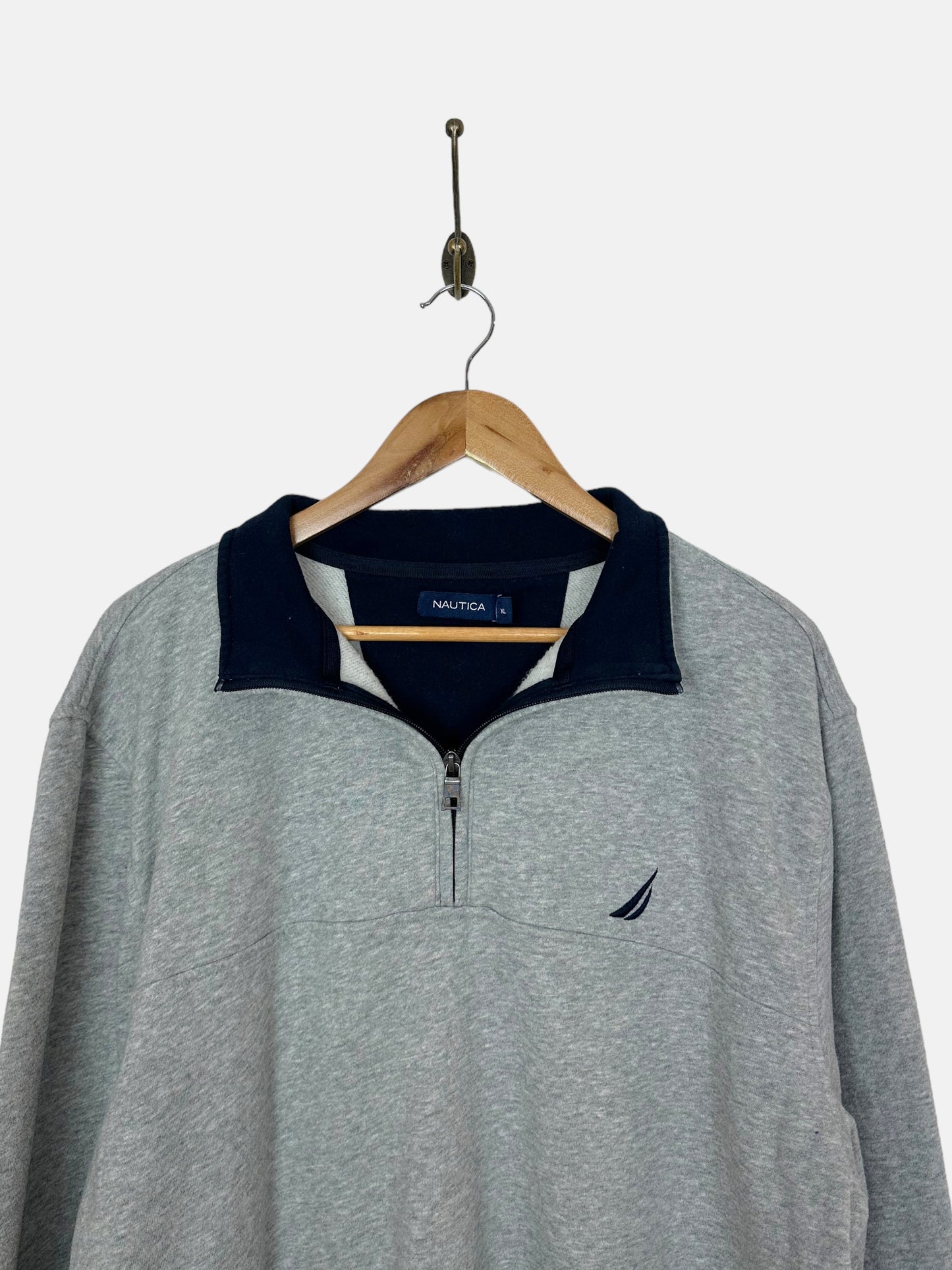90's Nautica Embroidered Vintage Quarterzip Sweatshirt Size L-XL