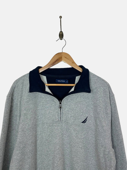 90's Nautica Embroidered Vintage Quarterzip Sweatshirt Size L-XL