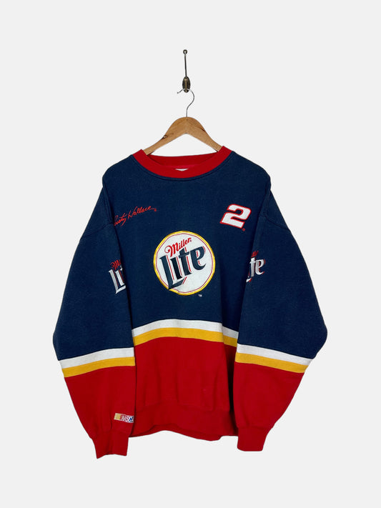 90's NASCAR Rusty Wallace #2 Miller Lite Embroidered Vintage Sweatshirt Size XL