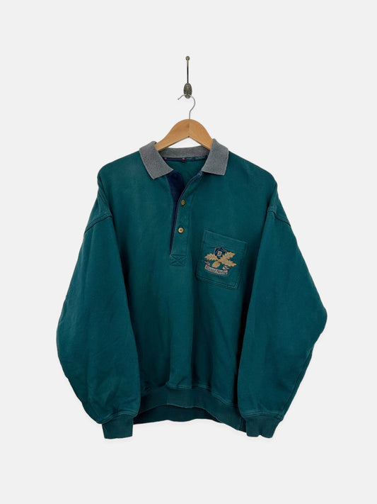 90's Natural Feeling Embroidered Vintage Collared Sweatshirt Size 14