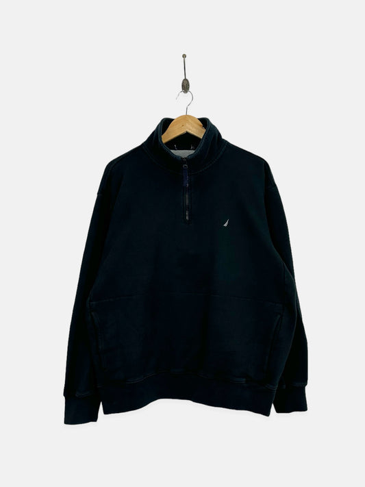 90's Nautica Embroidered Vintage Quarterzip Sweatshirt Size M-L