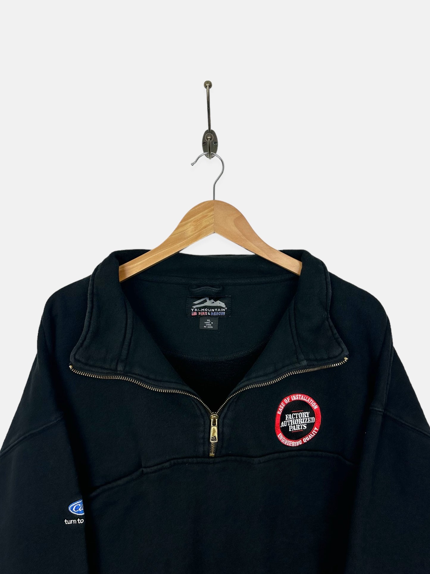 90's Factory Authorised Parts Embroidered Vintage Quarterzip Sweatshirt Size M-L