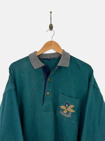 90's Natural Feeling Embroidered Vintage Collared Sweatshirt Size 14