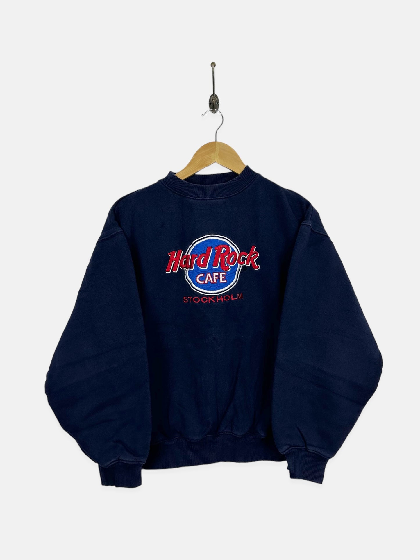90's Hard Rock Cafe Stockholm Embroidered Vintage Sweatshirt Size 6-8