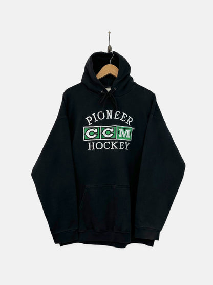 90's Pioneer CCM Hockey Embroidered Vintage Hoodie Size XL