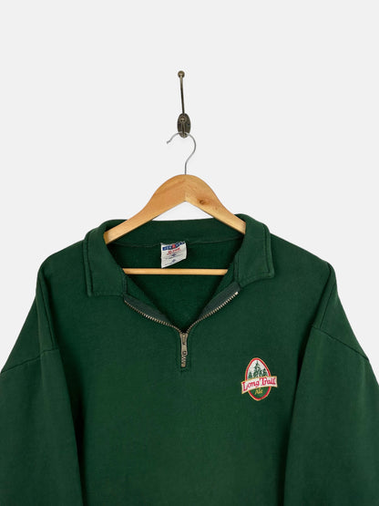 90's Long Trail Ale USA Made Embroidered Vintage Quarterzip Sweatshirt Size L