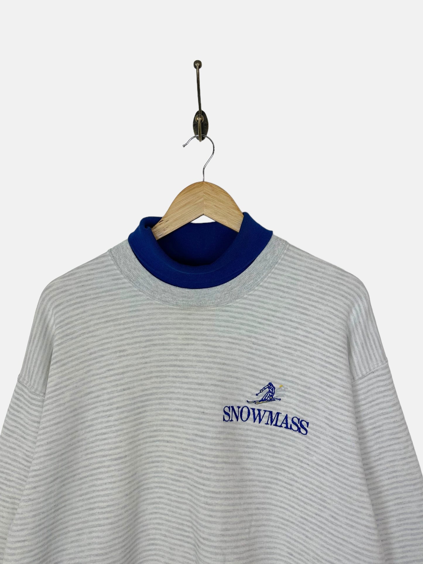 90's Snowmass USA Made Embroidered Vintage Mock-Neck Sweatshirt Size M-L