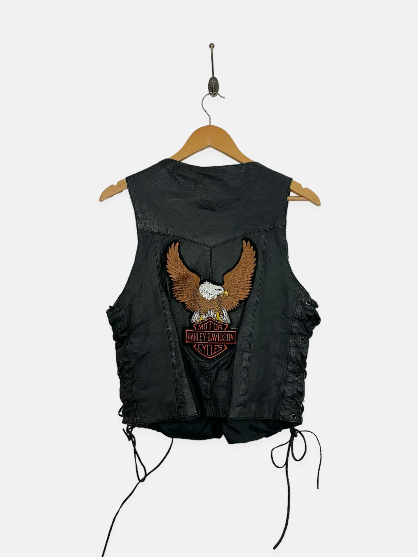 90's Harley Davidson Embroidered Vintage Leather Vest 8-10
