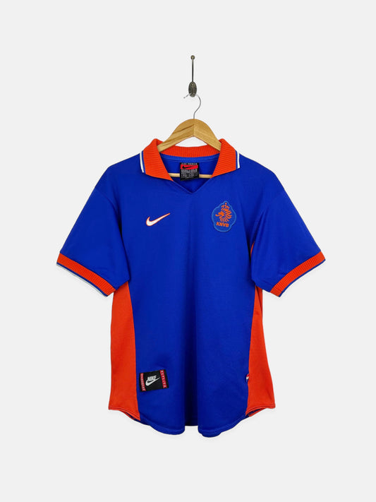 1997 Nike Netherlands Bergkamp #10 Embroidered Vintage Football Jersey Size 10-12
