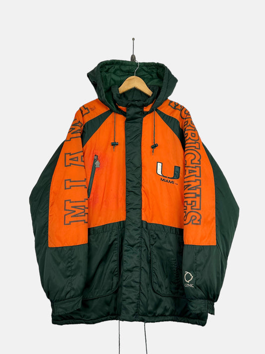 90's Miami Hurricanes Thick Jacket with Hood Size 2-3XL