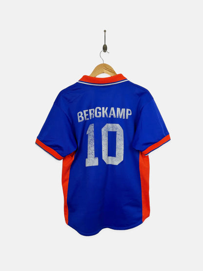 1997 Nike Netherlands Bergkamp #10 Embroidered Vintage Football Jersey Size 10-12