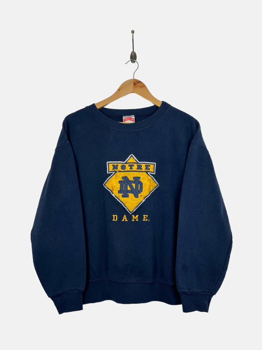 90's Notre Dame University USA Made Embroidered Vintage Sweatshirt Size 8-10