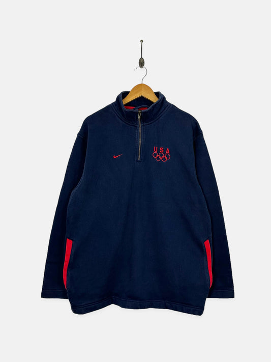 90's Nike USA Olympics Embroidered Vintage Quarterzip Sweatshirt Size L