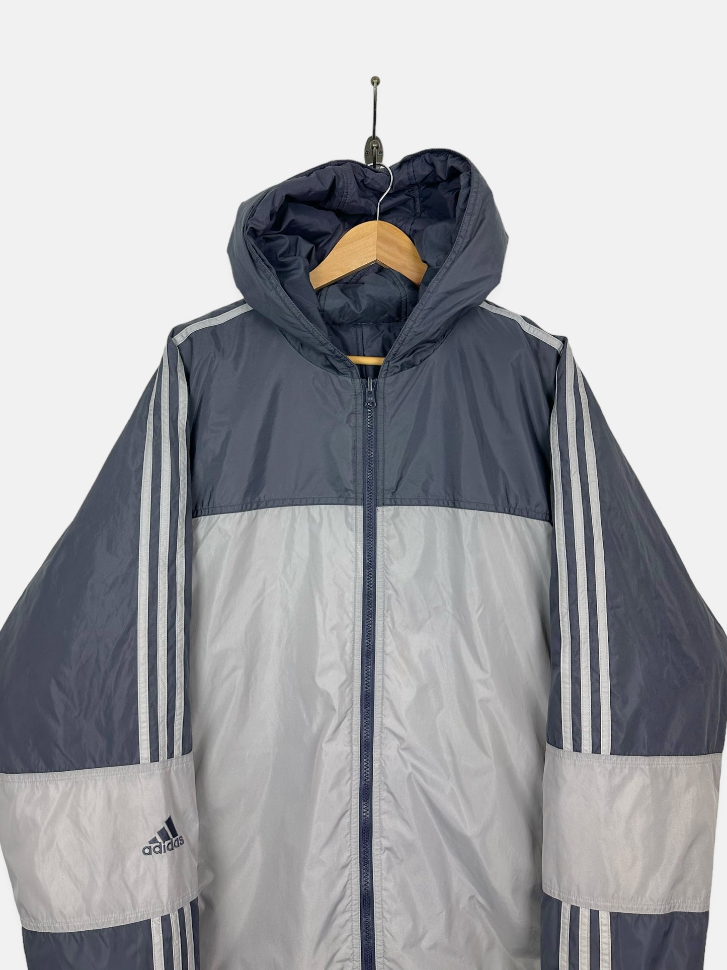 90's Reversible Adidas Embroidered Vintage Jacket with Hood Size XL