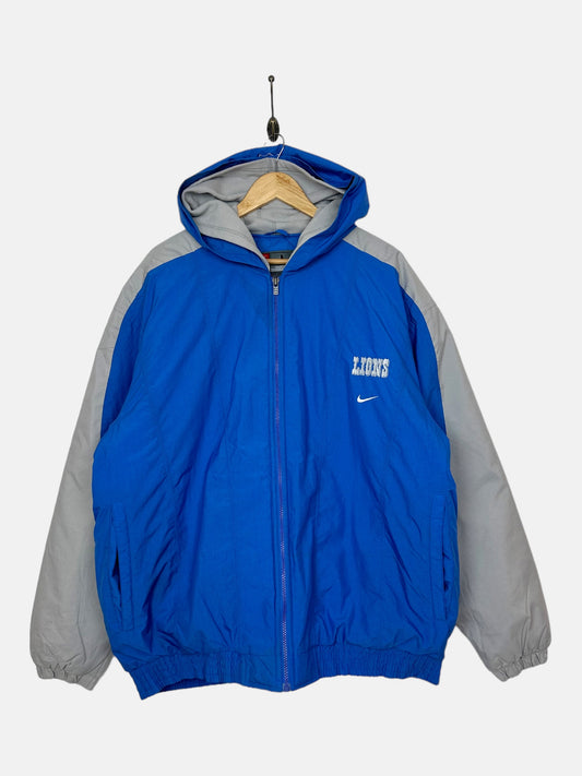 90's Nike Detroit Lions NFL Embroidered Vintage Puffer Jacket with Hood Size L-XL