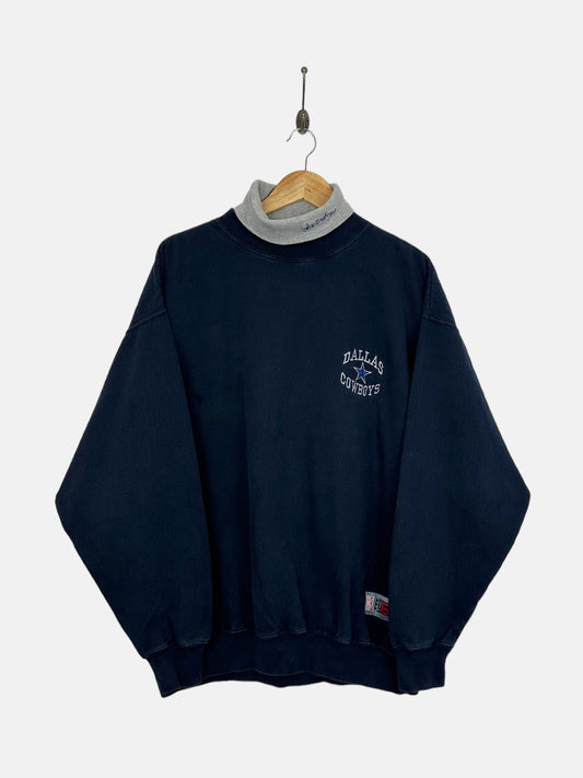 90's Dallas Cowboys NFL Embroidered Vintage Mock-Neck Sweatshirt Size XL