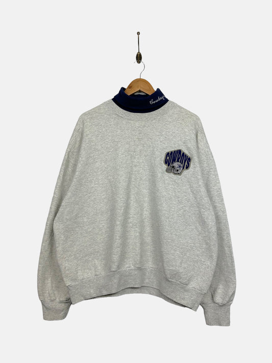 90's Dallas Cowboys NFL Embroidered Vintage Mock-Neck Sweatshirt Size L