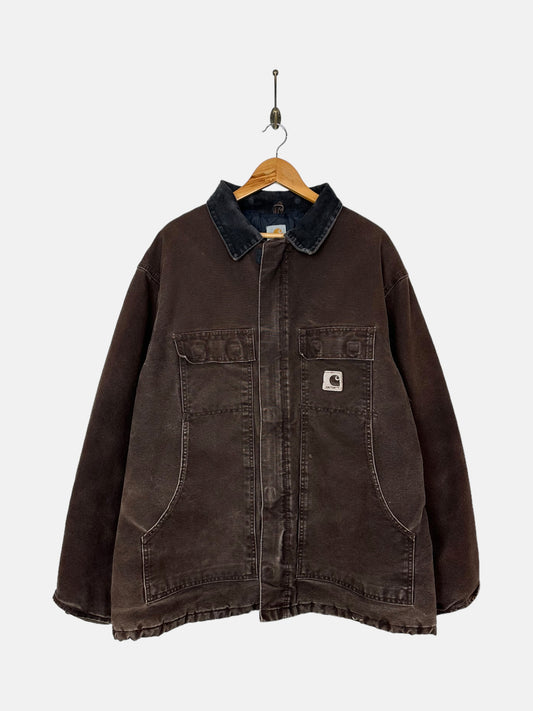 90's Carhartt Heavy Duty Vintage Corduroy Collar Jacket Size XL-2XL