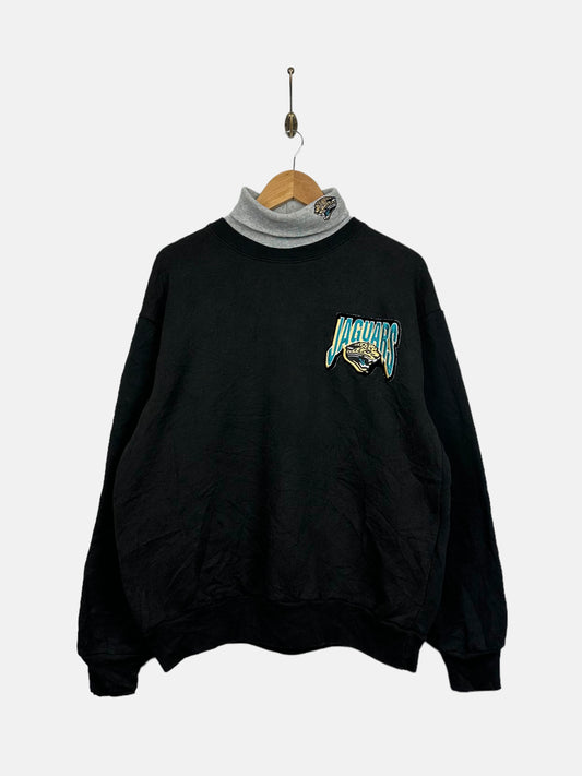 90's Jacksonville Jaguars NFL Embroidered Vintage Mock-Neck Sweatshirt Size M