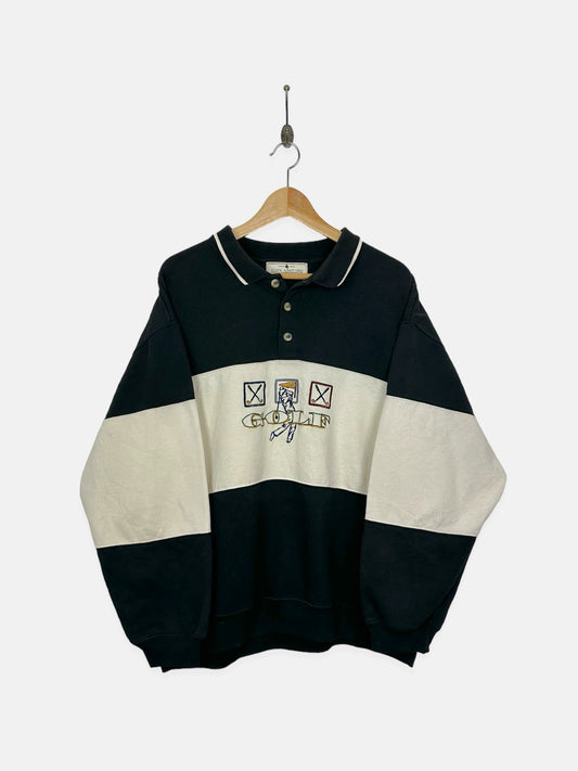 90's Golf Embroidered Vintage Collared Sweatshirt Size M