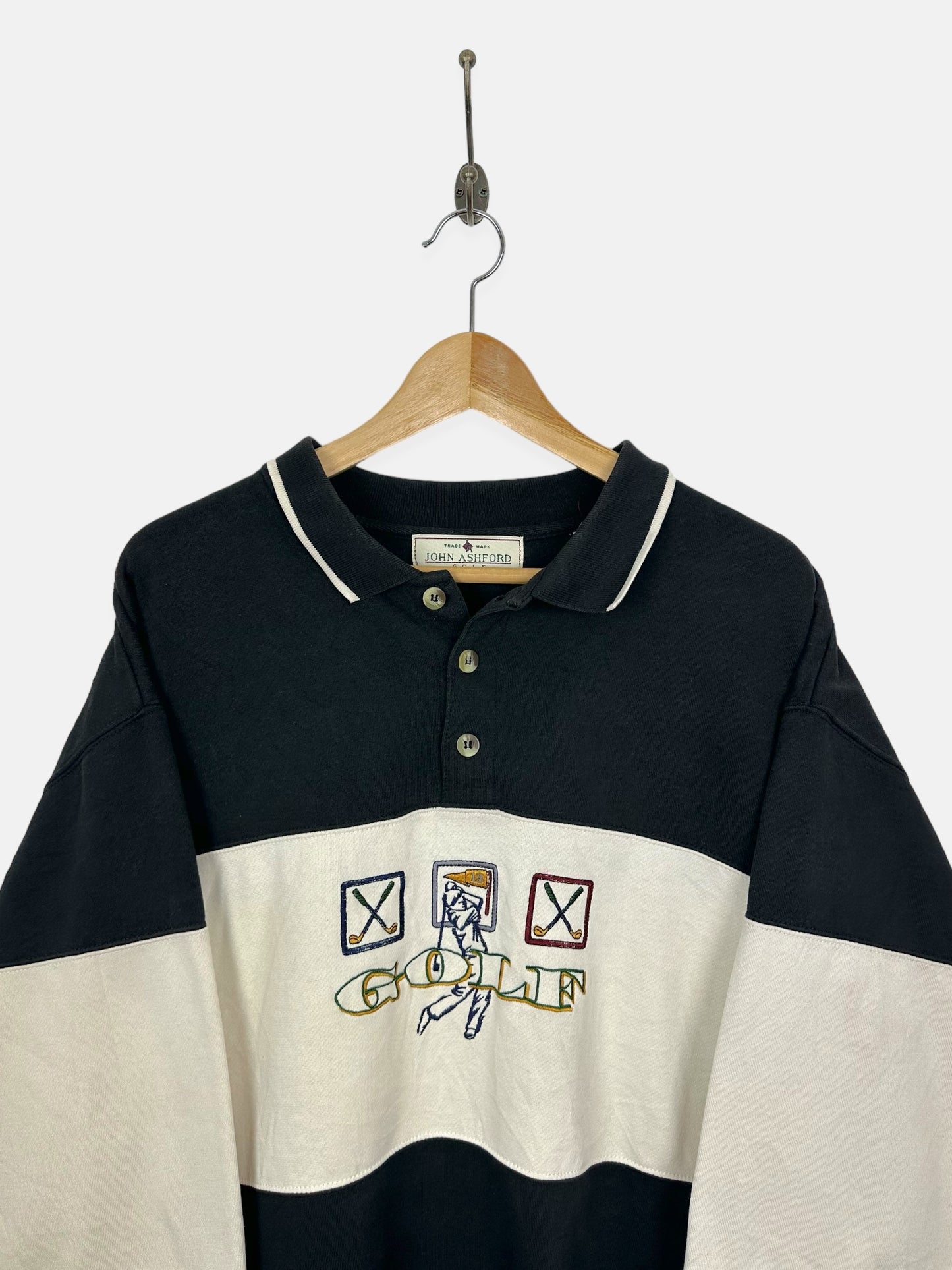 90's Golf Embroidered Vintage Collared Sweatshirt Size M