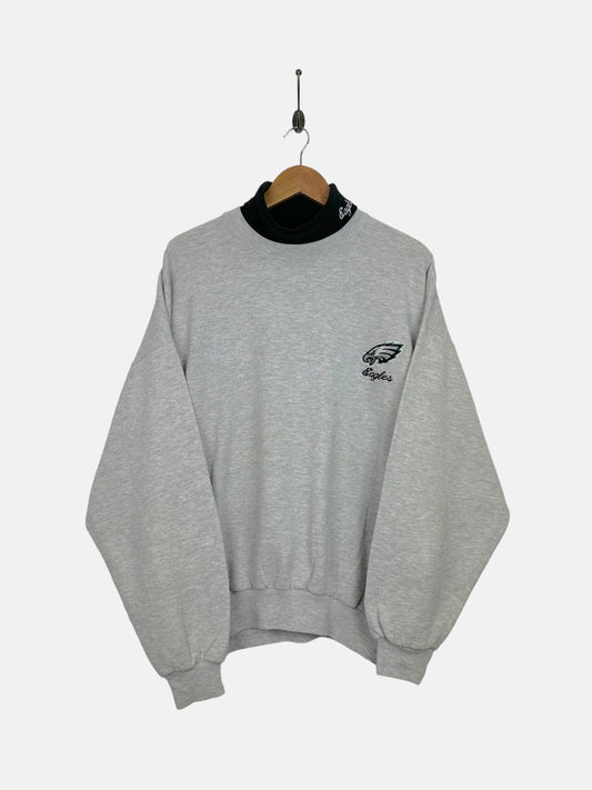 90's Philadelphia Eagles NFL Embroidered Vintage Mock-Neck Sweatshirt Size XL