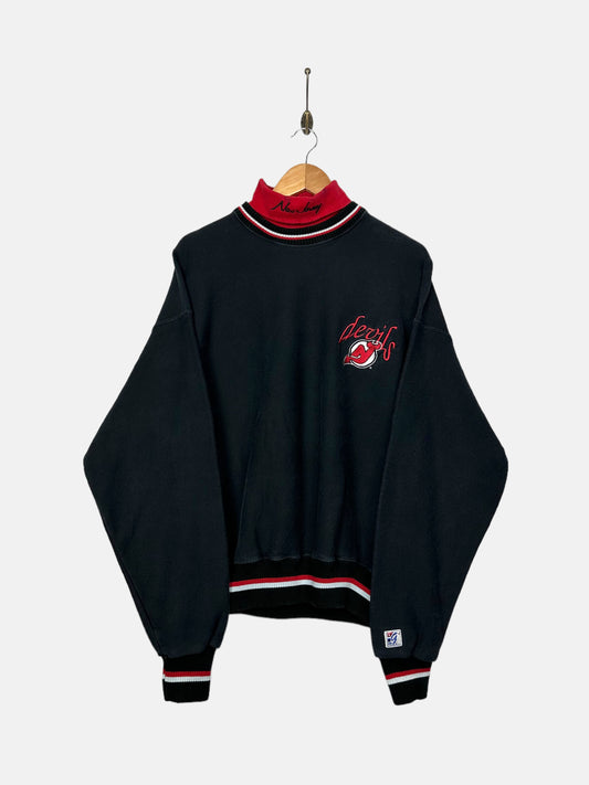 90's New Jersey Devils NHL Embroidered Vintage Mock-Neck Sweatshirt Size M