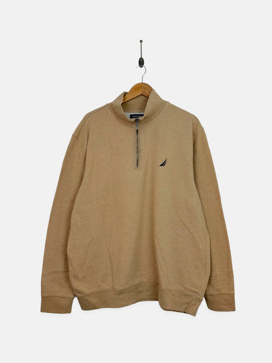 90's Nautica Embroidered Vintage Quarterzip Sweatshirt Size XL-2XL