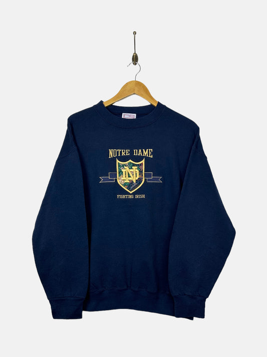 90's Notre Dame University USA Made Embroidered Vintage Sweatshirt Size M-L