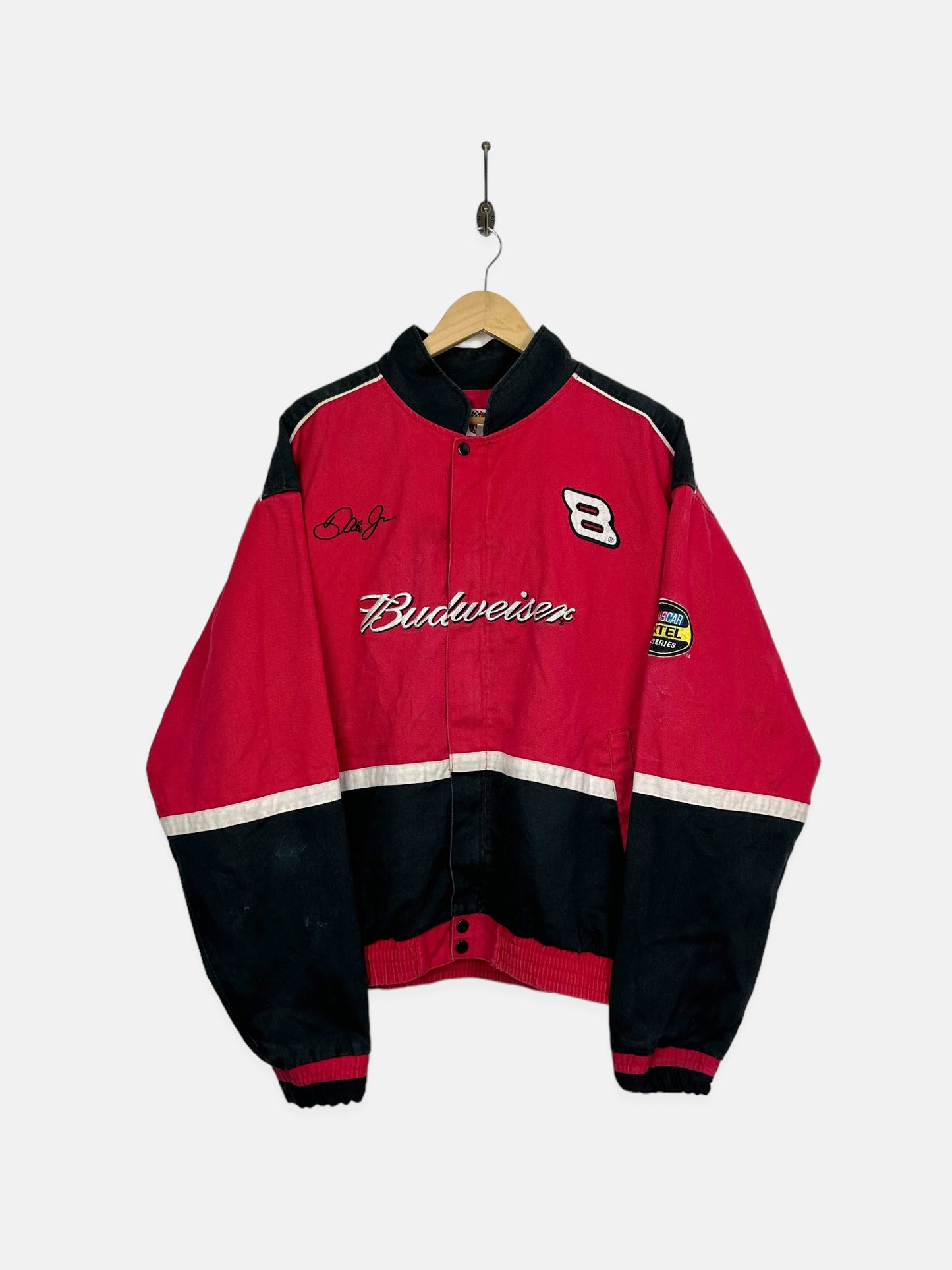 90's Nascar Budweiser #8 Dale Jr. Embroidered Vintage Racing Jacket Size L