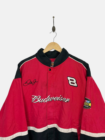 90's Nascar Budweiser #8 Dale Jr. Embroidered Vintage Racing Jacket Size L