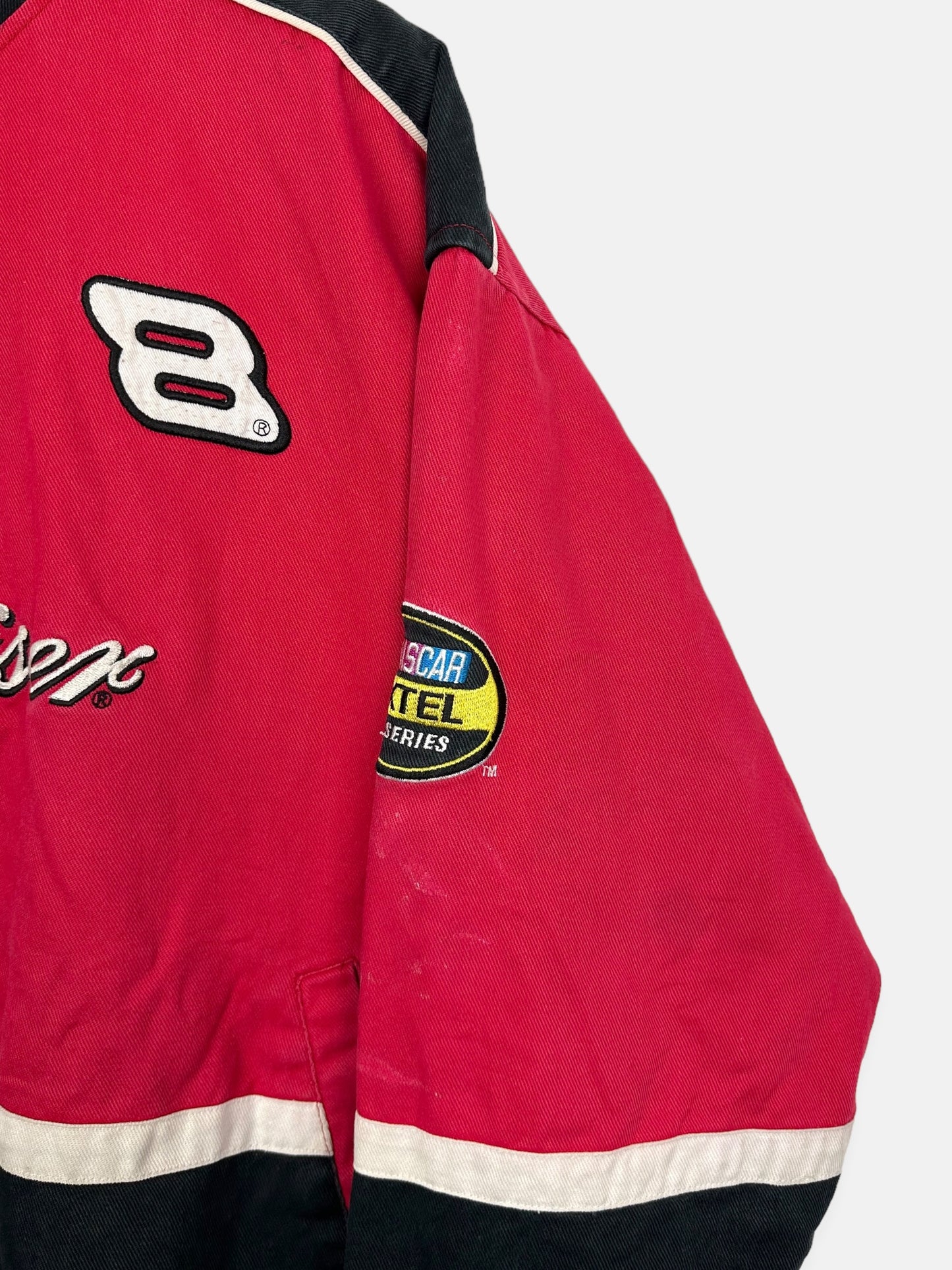 90's Nascar Budweiser #8 Dale Jr. Embroidered Vintage Racing Jacket Size L