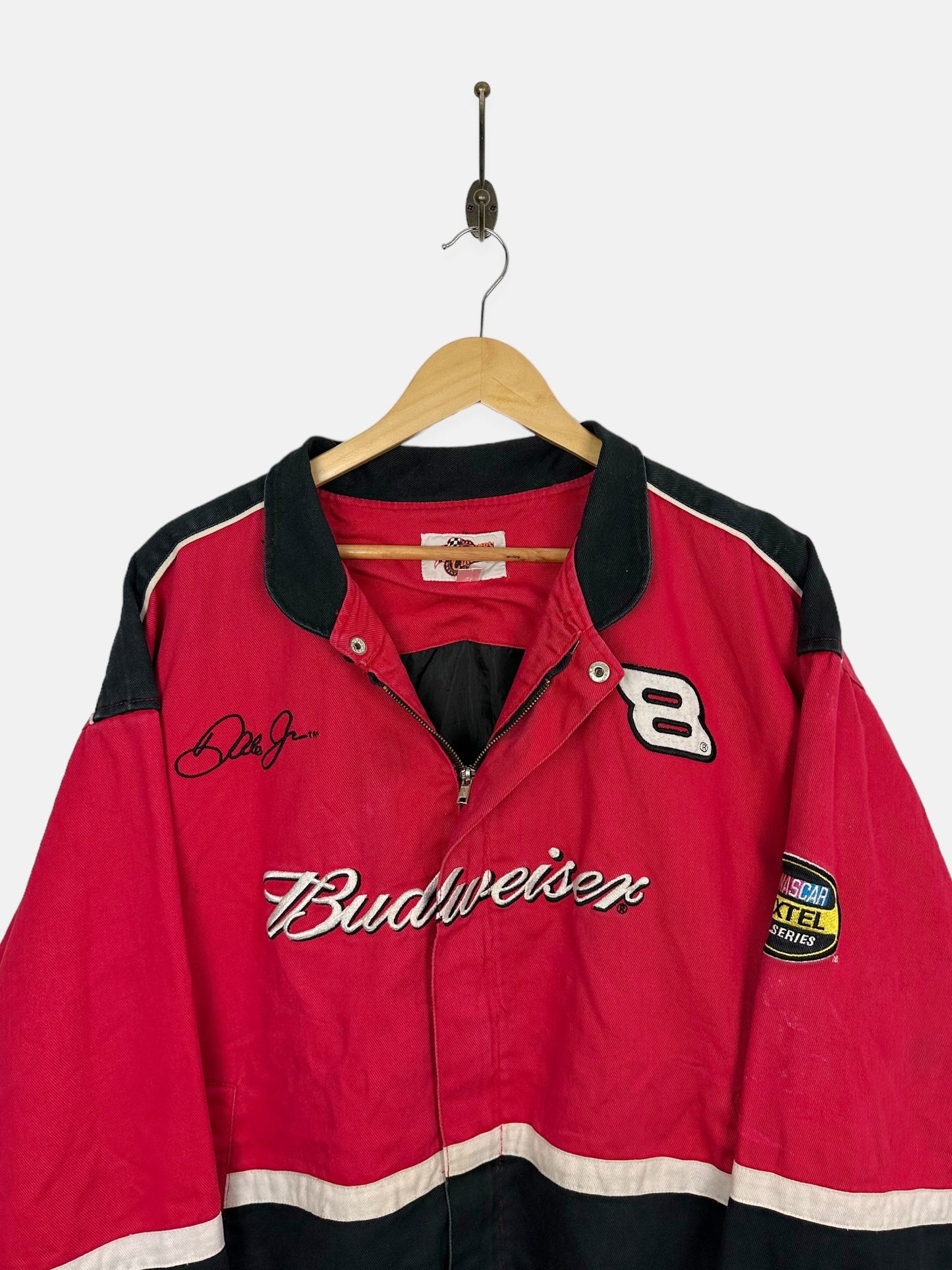 90's Nascar Budweiser #8 Dale Jr. Embroidered Vintage Racing Jacket Size L