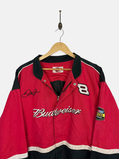 90's Nascar Budweiser #8 Dale Jr. Embroidered Vintage Racing Jacket Size L