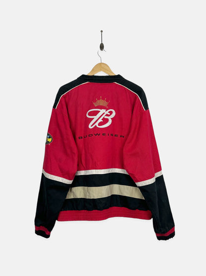 90's Nascar Budweiser #8 Dale Jr. Embroidered Vintage Racing Jacket Size L